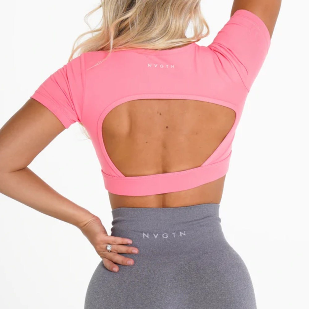 NVGTN NWT size M Coral open back tee.